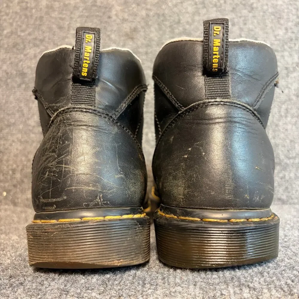 Dr. Martens Industrial Black Leather Steel Toe Work Ankle Boots Men Size 12